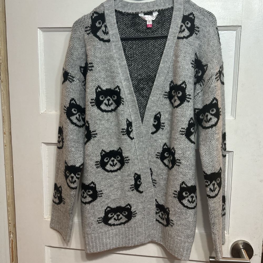 No Boundaries Cat Pattern Cardigan